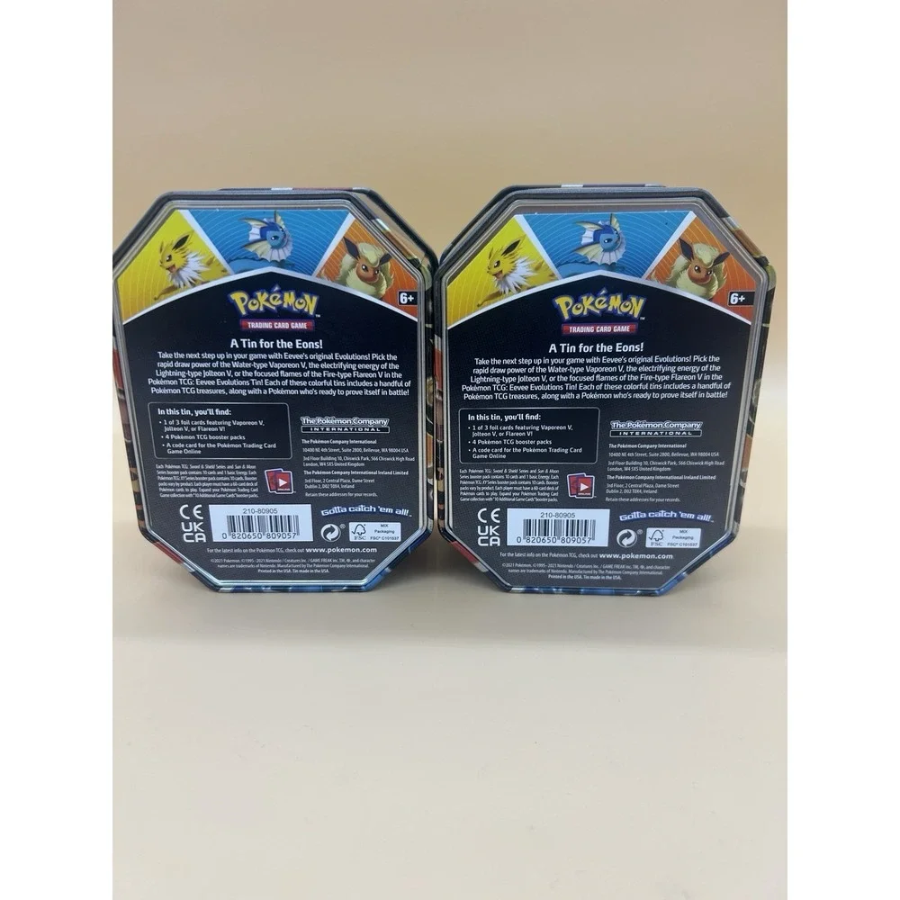 Pokemon TCG Eevee Evolutions Vaporeon & Flareon Empty Tin Lot of 2